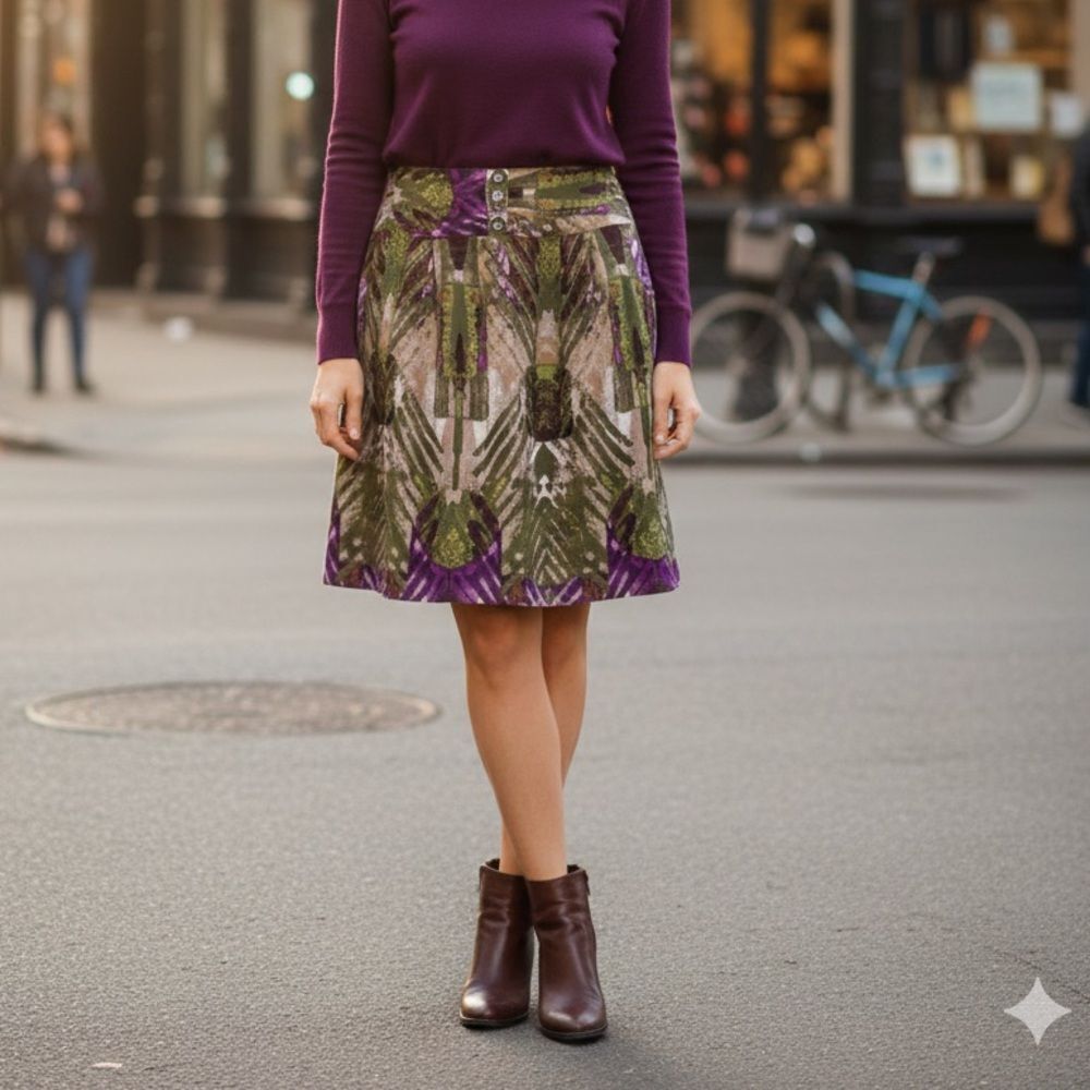 Take 50% OFF- Worthington Stylish Green and Purple Women's Skirt, Size-6